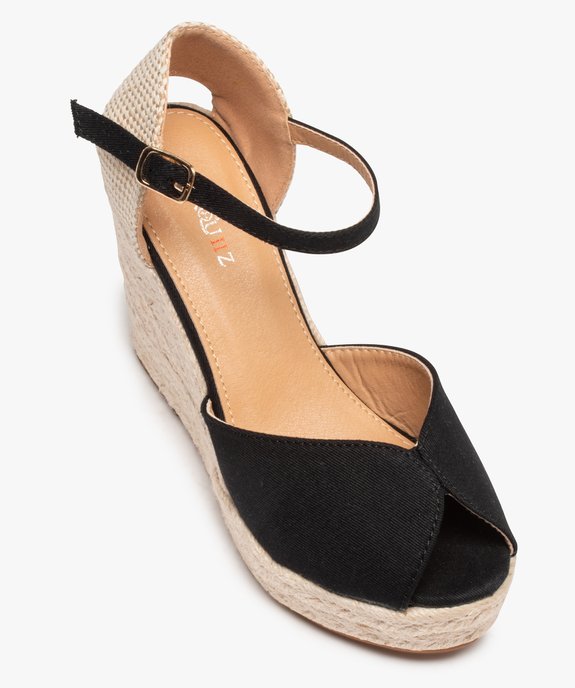 Sandales femme compensées en corde dessus satin uni vue5 - SANS MARQUE - GEMO