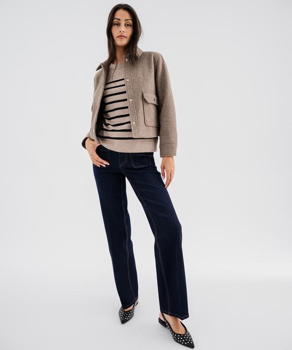 Veste courte aspect drap de laine femme vue1 - GEMO(FEMME PAP) - GEMO