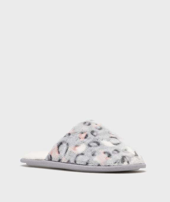 Chaussons mules en velours imprimé femme vue2 - GEMO 4G FEMME - GEMO