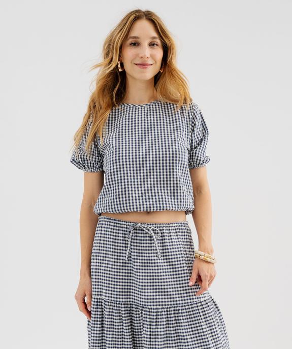 Blouse manches courtes à motif vichy femme vue1 - GEMO(FEMME PAP) - GEMO