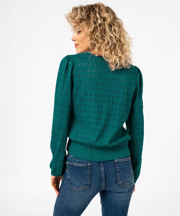 Tee-shirt à manches longues en maille ajourée femme vue3 - GEMO(FEMME PAP) - GEMO