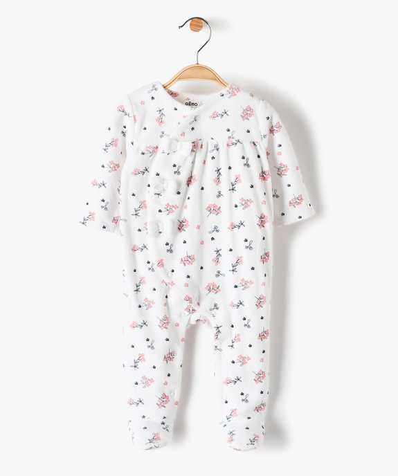 Pyjama bébé fille à motifs fleuris et nœuds en relief vue1 - GEMO(BB COUCHE) - GEMO