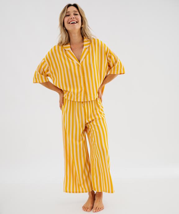 Pantalon de pyjama à rayures en viscose femme vue4 - GEMO 4G FEMME - GEMO