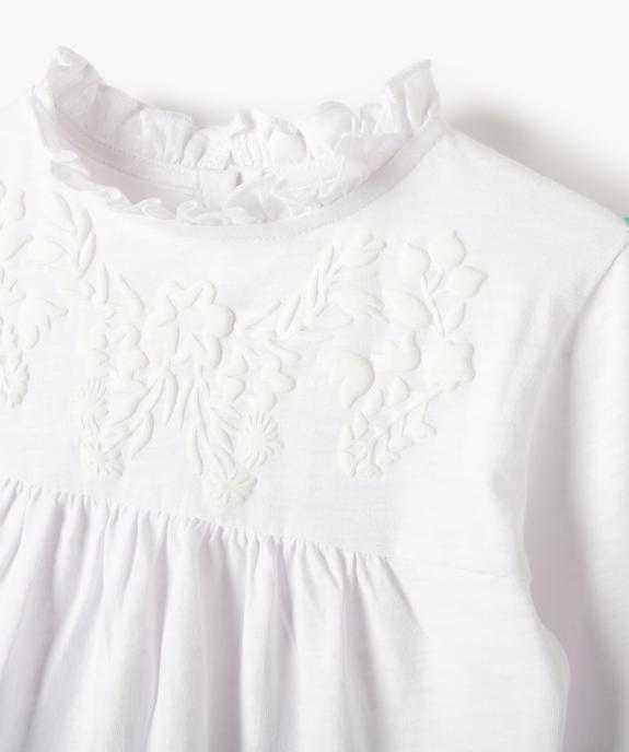 Tee-shirt fille à manches longues, plastron et col montant vue2 - GEMO (ENFANT) - GEMO