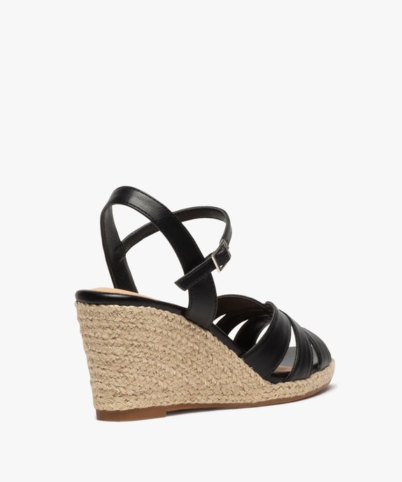 Sandales femme à talon compensé brillant et brides unies vue4 - GEMO(URBAIN) - GEMO