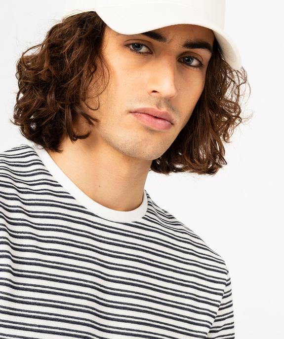 Tee-shirt à manches courtes en maille texturée à rayures homme vue2 - GEMO