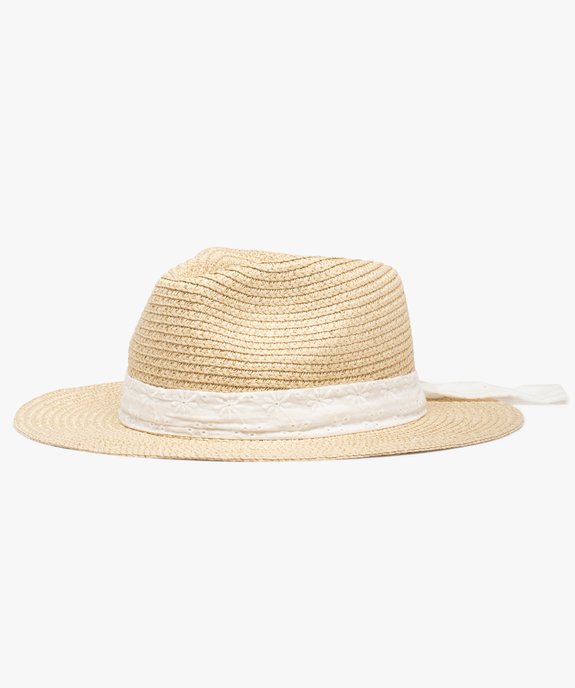 Chapeau fille en paille et fil Lurex forme Fedora  vue1 - GEMO (ENFANT) - GEMO