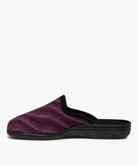 Chaussons femme mules confort en velours ras imprimé vue3 - GEMO(HOMWR FEM) - GEMO