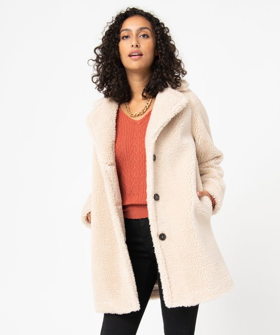 Manteau femme en sherpa fermeture boutons vue2 - GEMO(FEMME PAP) - GEMO