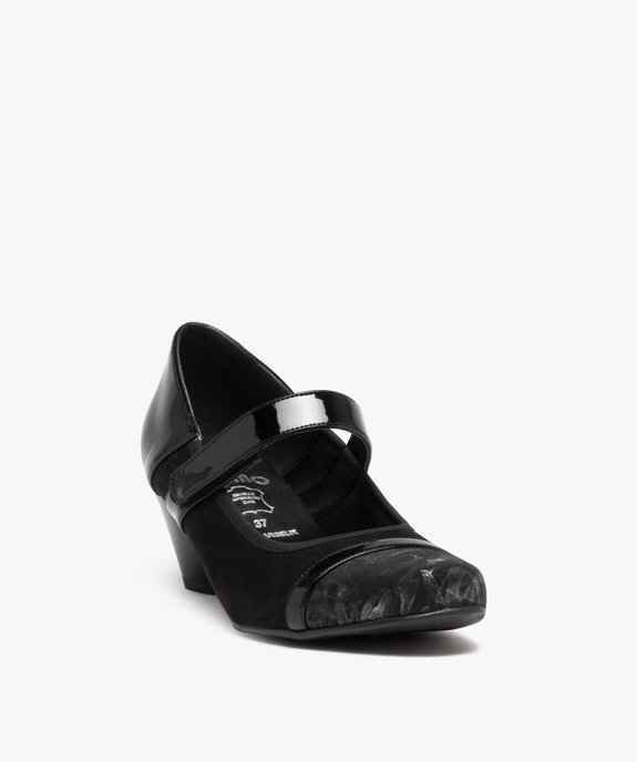 Escarpin confort avec brides vernies et petit talon femme vue2 - GEMO (CONFORT) - GEMO