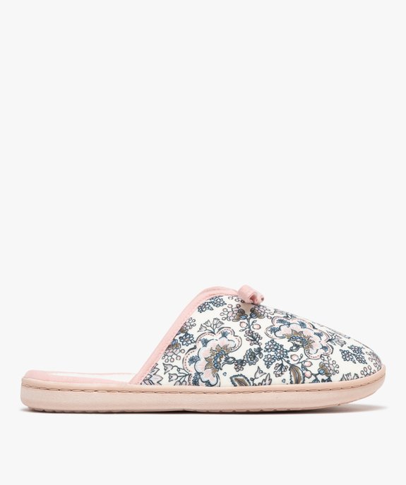 Chaussons mules en toile à motifs fleuris femme vue1 - GEMO 4G FEMME - GEMO