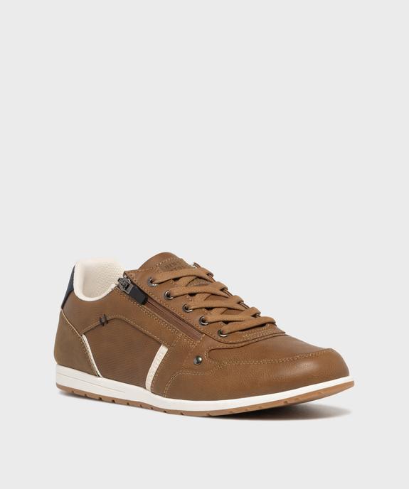 Baskets basses à lacets et zip homme - Urban Steps vue3 - URBAN STEPS - GEMO