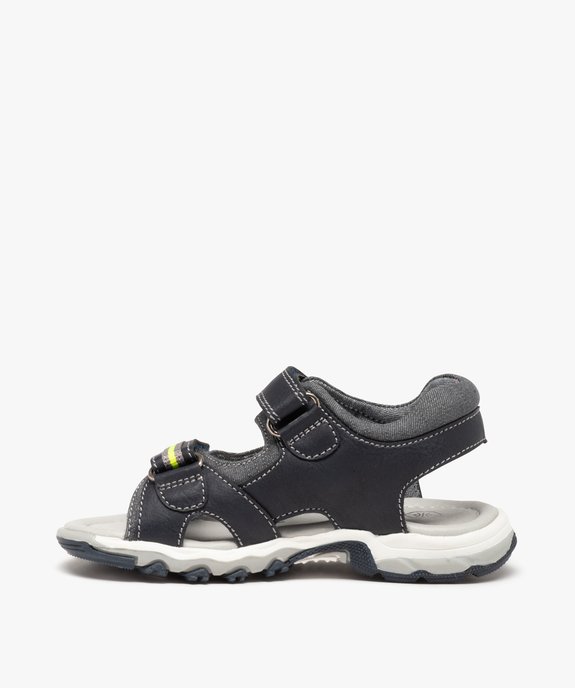 Sandales sport garçon à brides scratch et détails fluo vue3 - GEMO (ENFANT) - GEMO