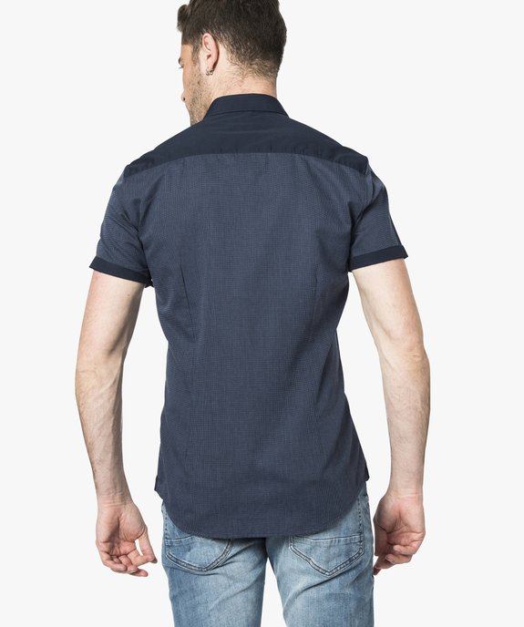 Chemise à manches courtes et détails contrastants - Repassage facile vue3 - GEMO (HOMME) - GEMO
