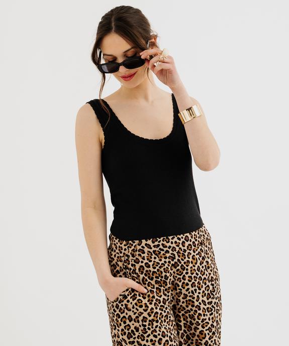 Débardeur en coton avec finitions dentelées femme vue1 - GEMO(FEMME PAP) - GEMO