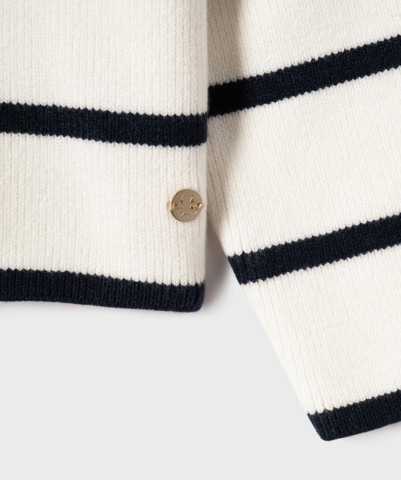 Pull court à rayures en maille côtelée fille - LuluCastagnette vue3 - LULUCASTAGNETTE - GEMO