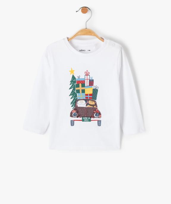 Tee-shirt bébé à manches longues avec motifs de Noël  vue1 - GEMO(BEBE DEBT) - GEMO