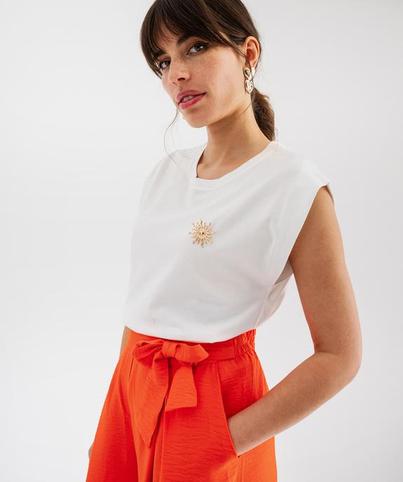 Tee-shirt sans manches loose en jersey de coton à breloque femme vue1 - GEMO(FEMME PAP) - GEMO