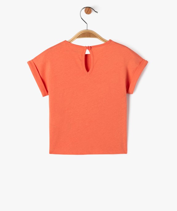 Tee-shirt manches courtes avec motif pailleté bébé fille vue3 - GEMO(BEBE DEBT) - GEMO