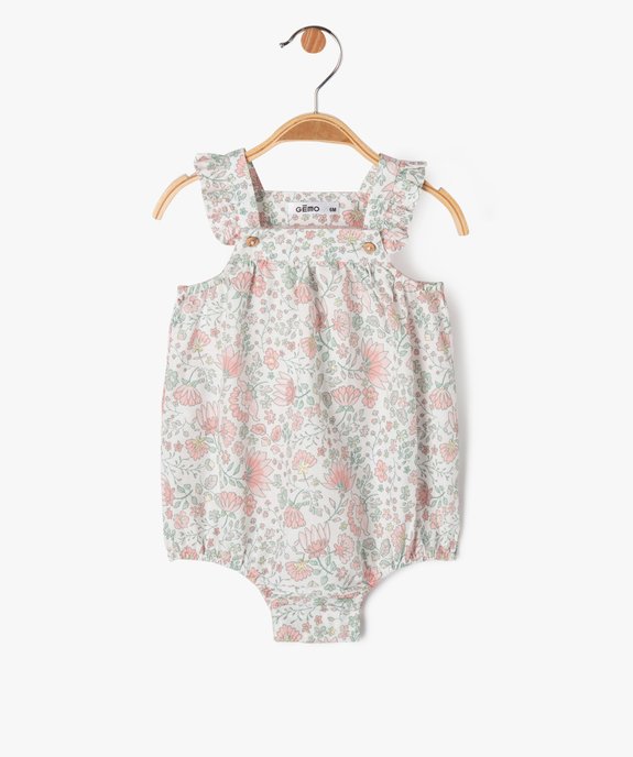 Combishort à bretelles à motifs fleuris bébé fille vue1 - GEMO(BB COUCHE) - GEMO