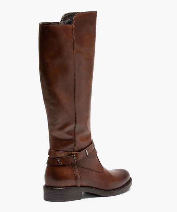  Bottes femme à talon plat dessus cuir uni – Tanéo vue5 - TANEO - GEMO