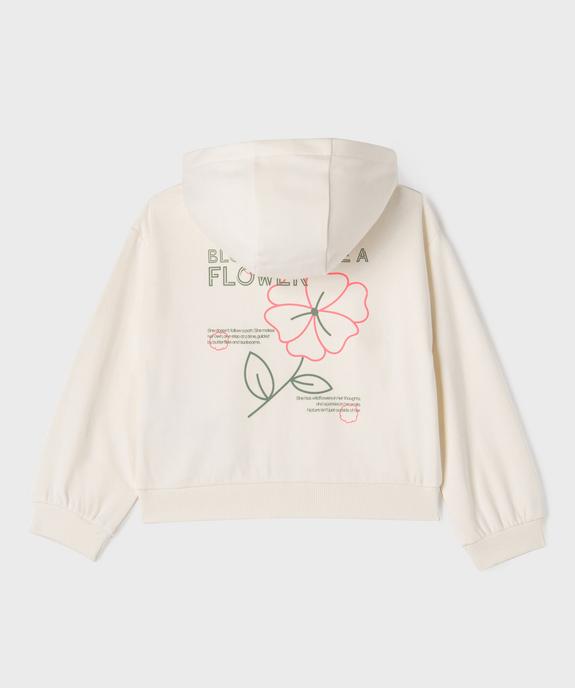 Sweat zippé à capuche imprimé devant et dos fille vue4 - GEMO 4G FILLE - GEMO