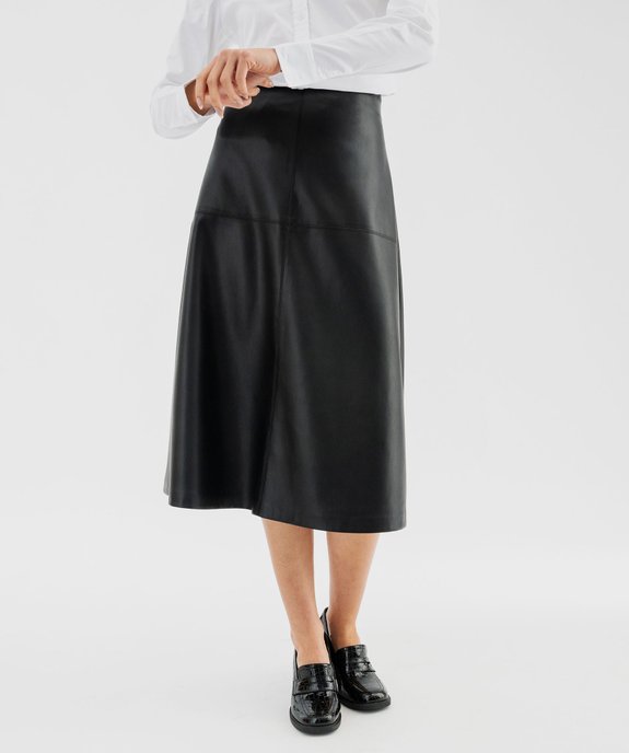 Jupe longue en matière synthétique cuir imitation femme vue1 - GEMO(FEMME PAP) - GEMO