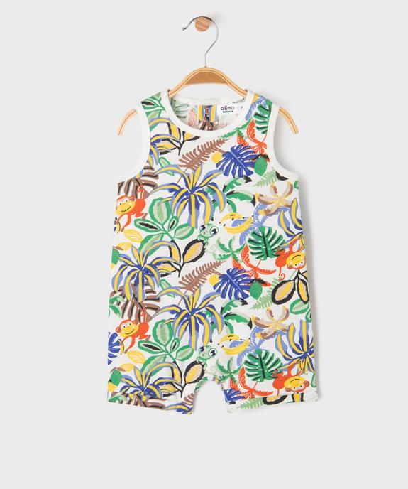 Combishort en coton imprimé bébé garçon vue1 - GEMO 4G BEBE - GEMO