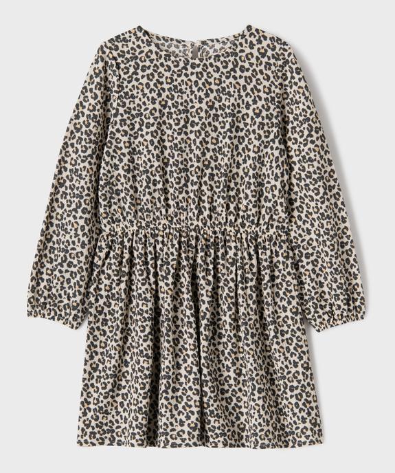 Robe courte à manches longues en maille texturée extensible fille vue1 - GEMO (ENFANT) - GEMO