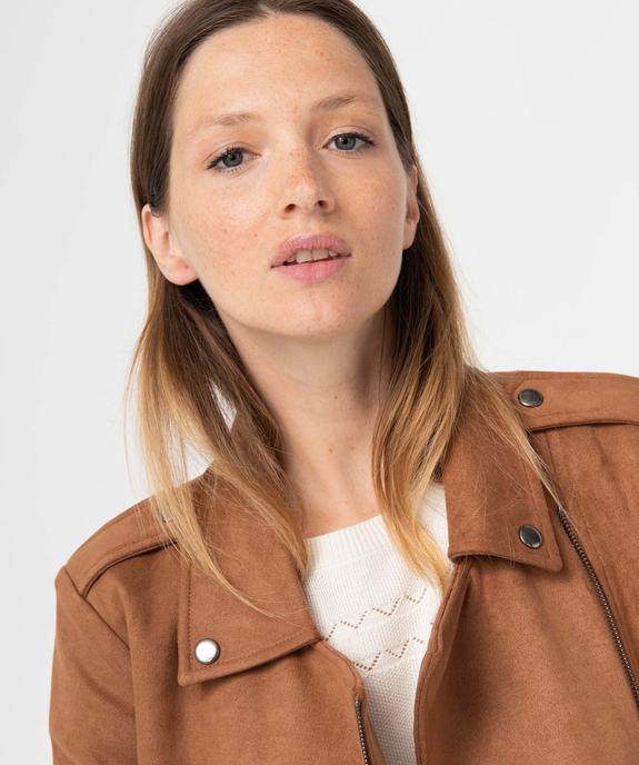 Blouson esprit motard en suédine femme vue2 - GEMO(FEMME PAP) - GEMO