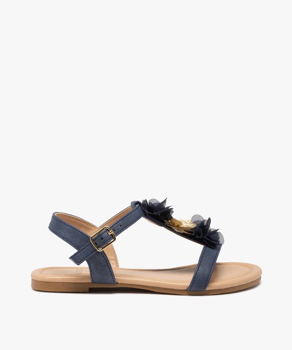 Sandales filles à talon plat et fleurs en tulle vue1 - GEMO (ENFANT) - GEMO
