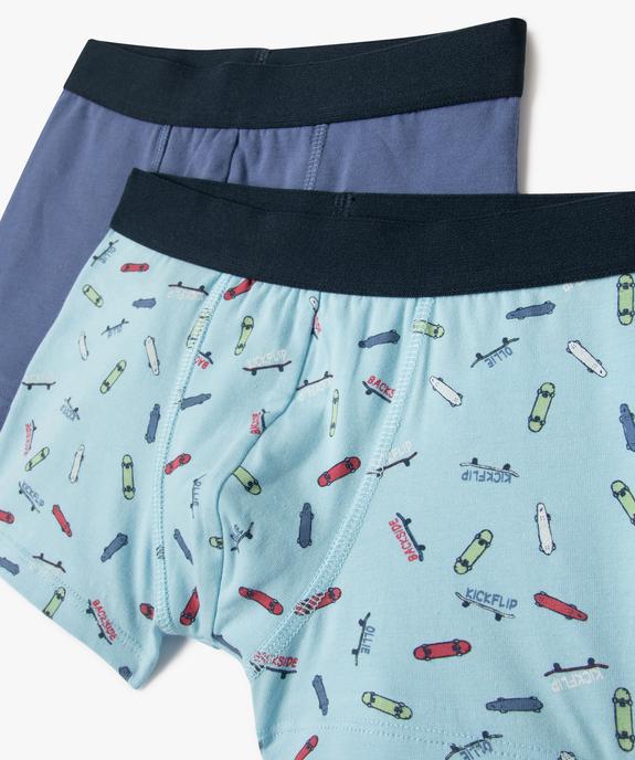 Boxer en coton stretch uni/imprimé garçon (lot de 2) vue2 - GEMO 4G GARCON - GEMO