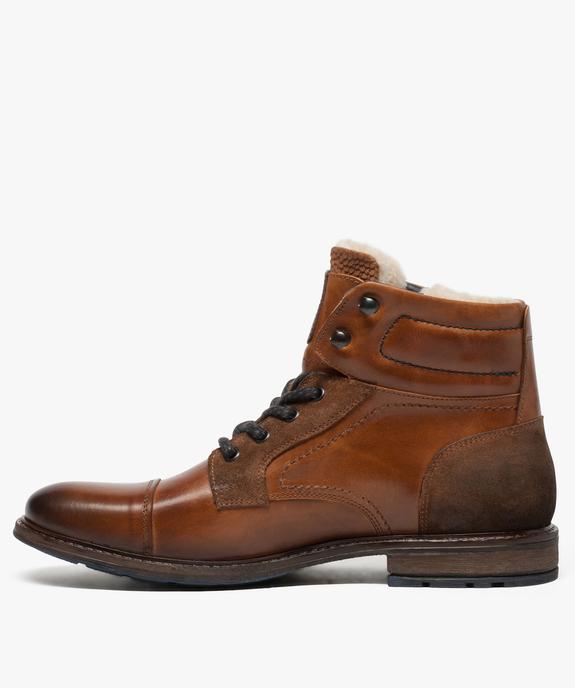 Boots homme dessus cuir et fermeture à lacets vue3 - GEMO (CASUAL) - GEMO