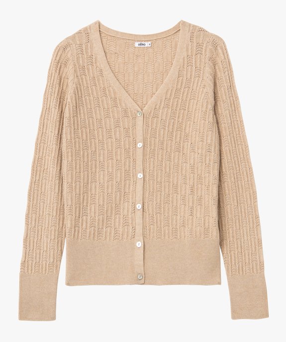 Gilet femme à col V en fine maille fantaisie  vue4 - GEMO(FEMME PAP) - GEMO