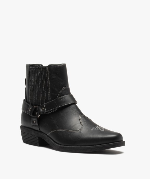 Boots homme style santiags unies à surpiqûres contrastées vue2 - GEMO (CASUAL) - GEMO