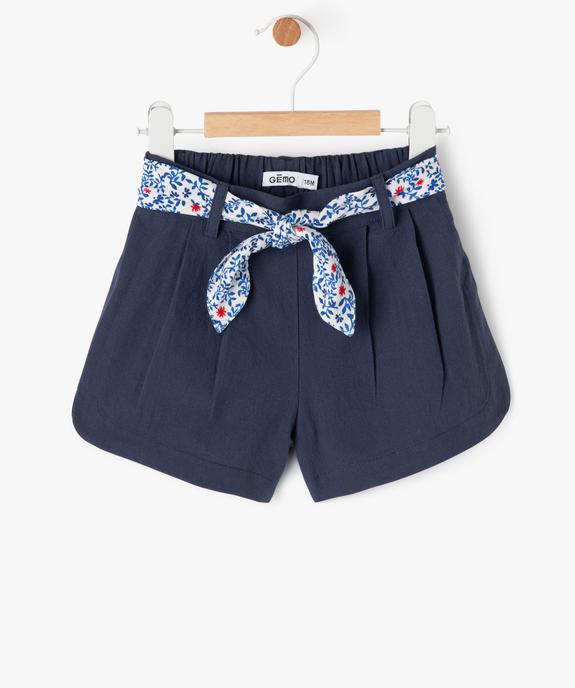 Short en coton avec ceinture imprimée bébé fille vue1 - GEMO(BEBE DEBT) - GEMO