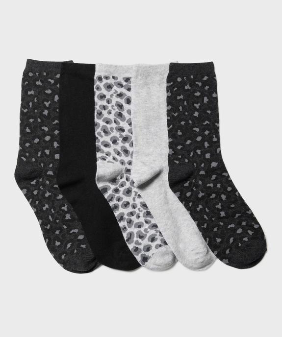 Chaussettes tige haute motif animalier femme (lot de 5 paires) vue1 - GEMO 4G FEMME - GEMO