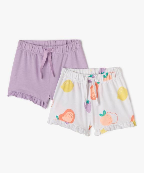 Short en coton avec volants bébé fille (lot de 2) vue1 - GEMO(BEBE DEBT) - GEMO