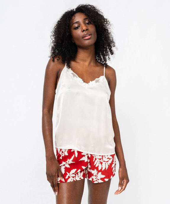 Débardeur lingerie en satin et dentelle femme vue2 - GEMO(HOMWR FEM) - GEMO