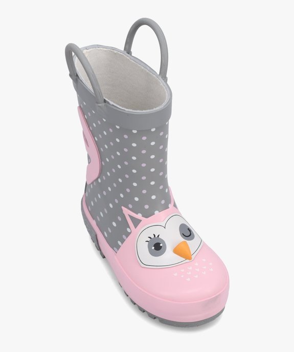 Bottes de pluie bébé fille à anses motif chouette en relief  vue5 - GEMO(BEBE DEBT) - GEMO