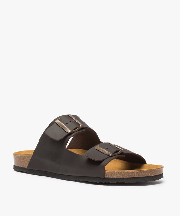 Mules homme dessus cuir larges brides à boucle vue2 - GEMO (CASUAL) - GEMO