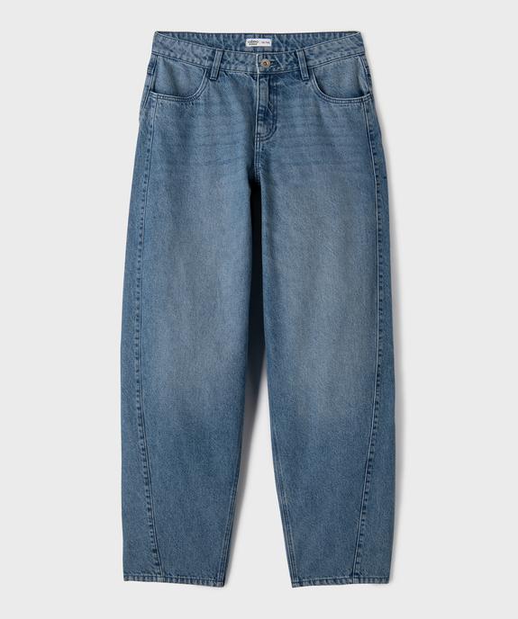 Jean barrel en denim 100% coton fille vue1 - GEMO (JUNIOR) - GEMO