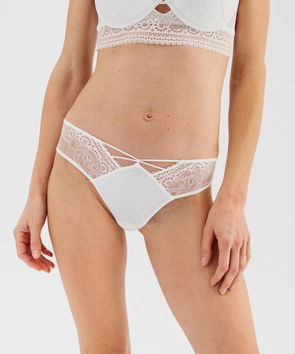 Culotte en microfibre et dentelle femme vue1 - GEMO(HOMWR FEM) - GEMO