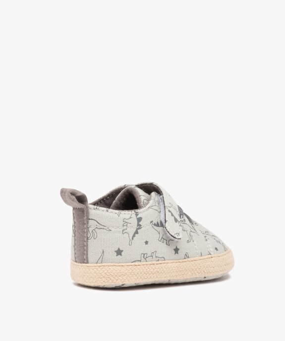 Chaussons de naissance bébé garçon en toile dinosaures vue4 - GEMO 4G BEBE - GEMO