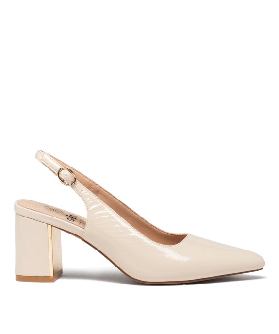 Escarpins femme dessus uni vernis à talon carré ouvert vue1 - GEMO(URBAIN) - GEMO