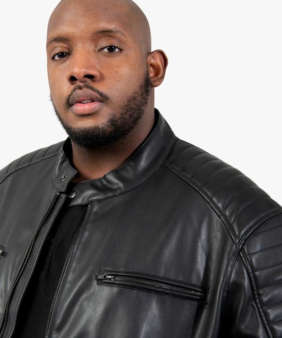 Blouson homme grande taille look biker avec surpiqûres aux épaules vue6 - GEMO (G TAILLE) - GEMO