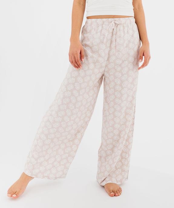 Bas de pyjama large imprimé en viscose femme vue1 - GEMO 4G FEMME - GEMO