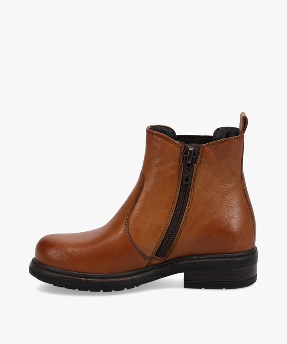 Boots fille style Chelsea unies dessus cuir - Tanéo vue4 - TANEO - GEMO