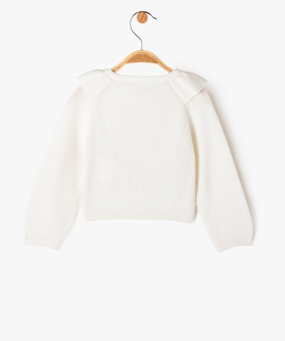 Gilet en coton avec volants sur le col bébé fille vue3 - GEMO(BEBE DEBT) - GEMO