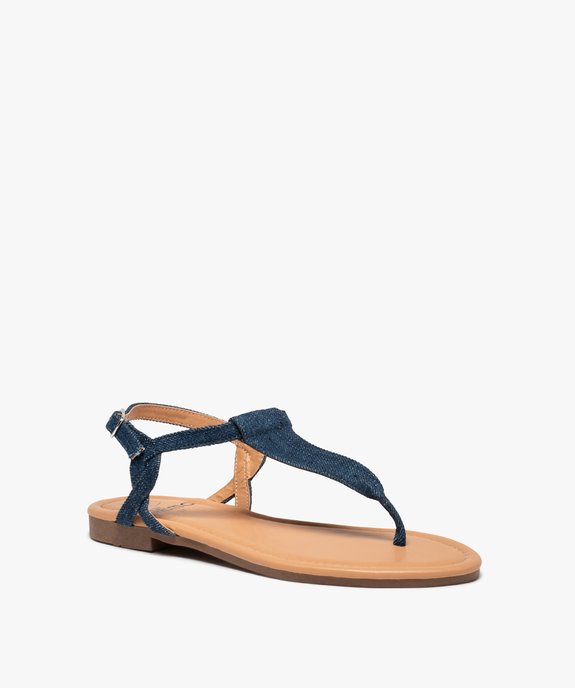 Sandales femme à talon plat et bride entre-doigts vue2 - GEMO (CASUAL) - GEMO